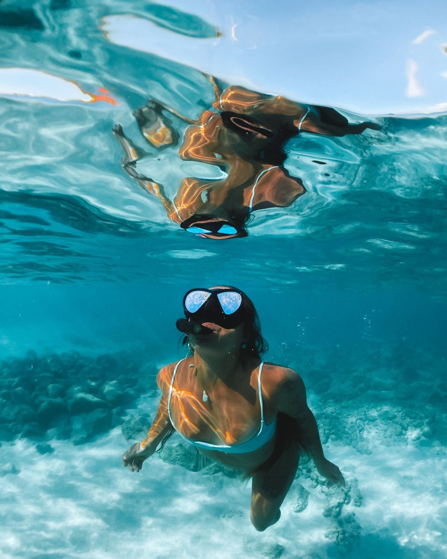 Snorkelling in the clear sea